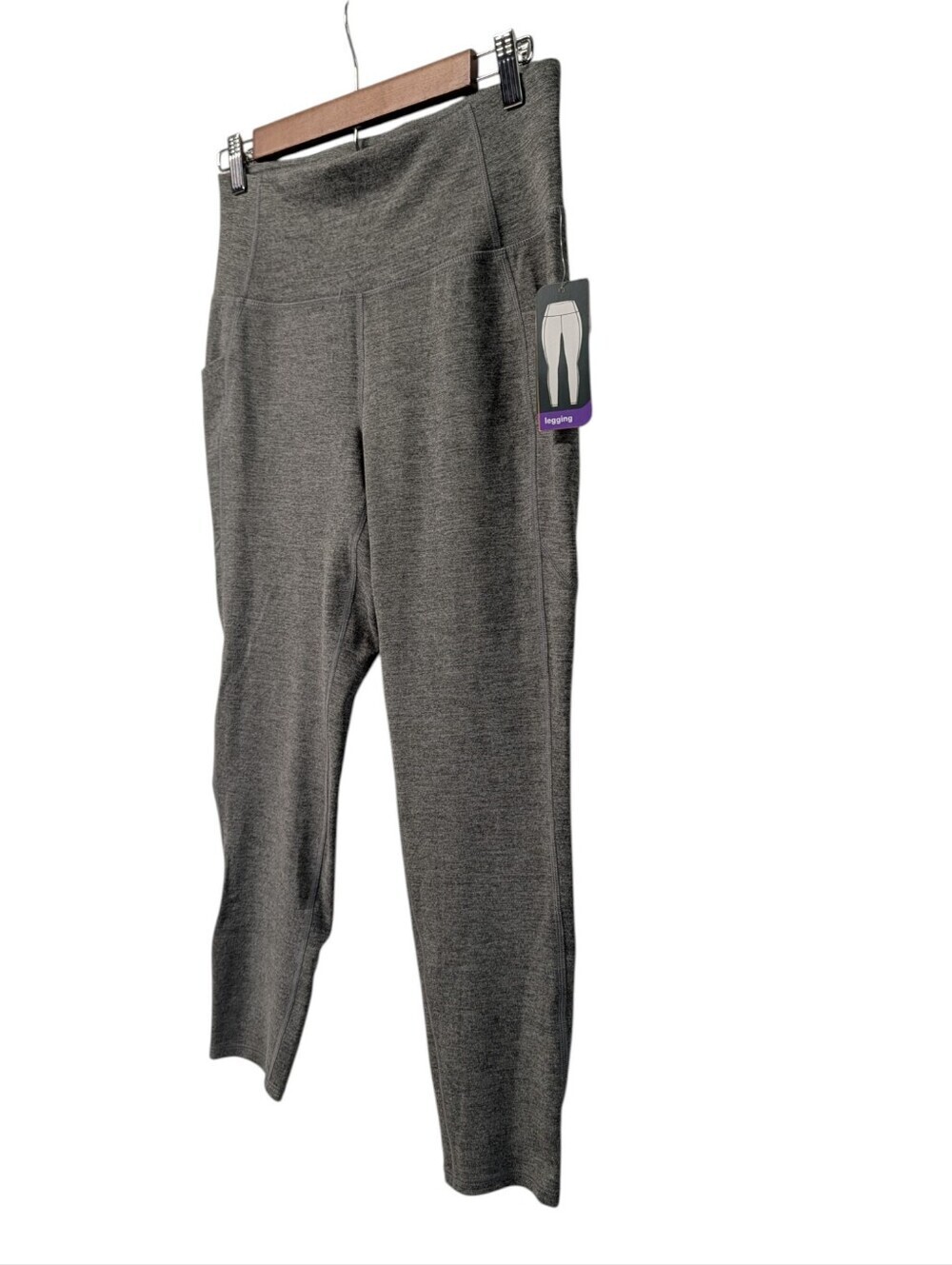 MTA Sport Gray Leggings  Side Pockets High Rise Activewear Women's Size M NWT - Picture 3 of 6
